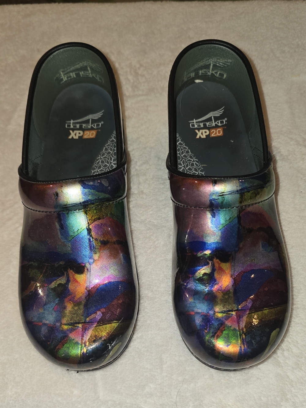 Dansko Womens Iridescent Multicolor XP 2.0 Clog - Blue Purple Green Gold